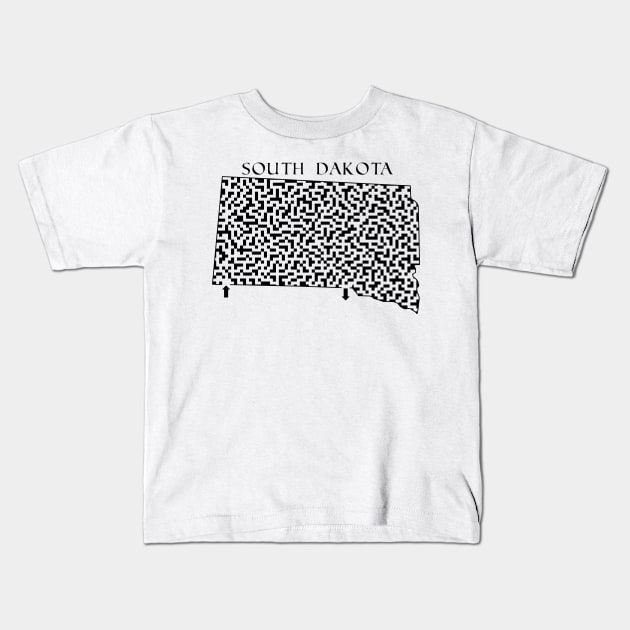 State of South Dakota Maze Kids T-Shirt by gorff